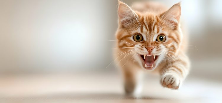 Das große Wettrennen: Mikos unglaublicher Sprint gegen die Fliegen Playful ginger kitten running towards camera